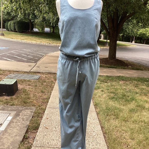 H by Halston Pants - H by Halston Denim jumpsuits light blue size 8 draw string elastic waist